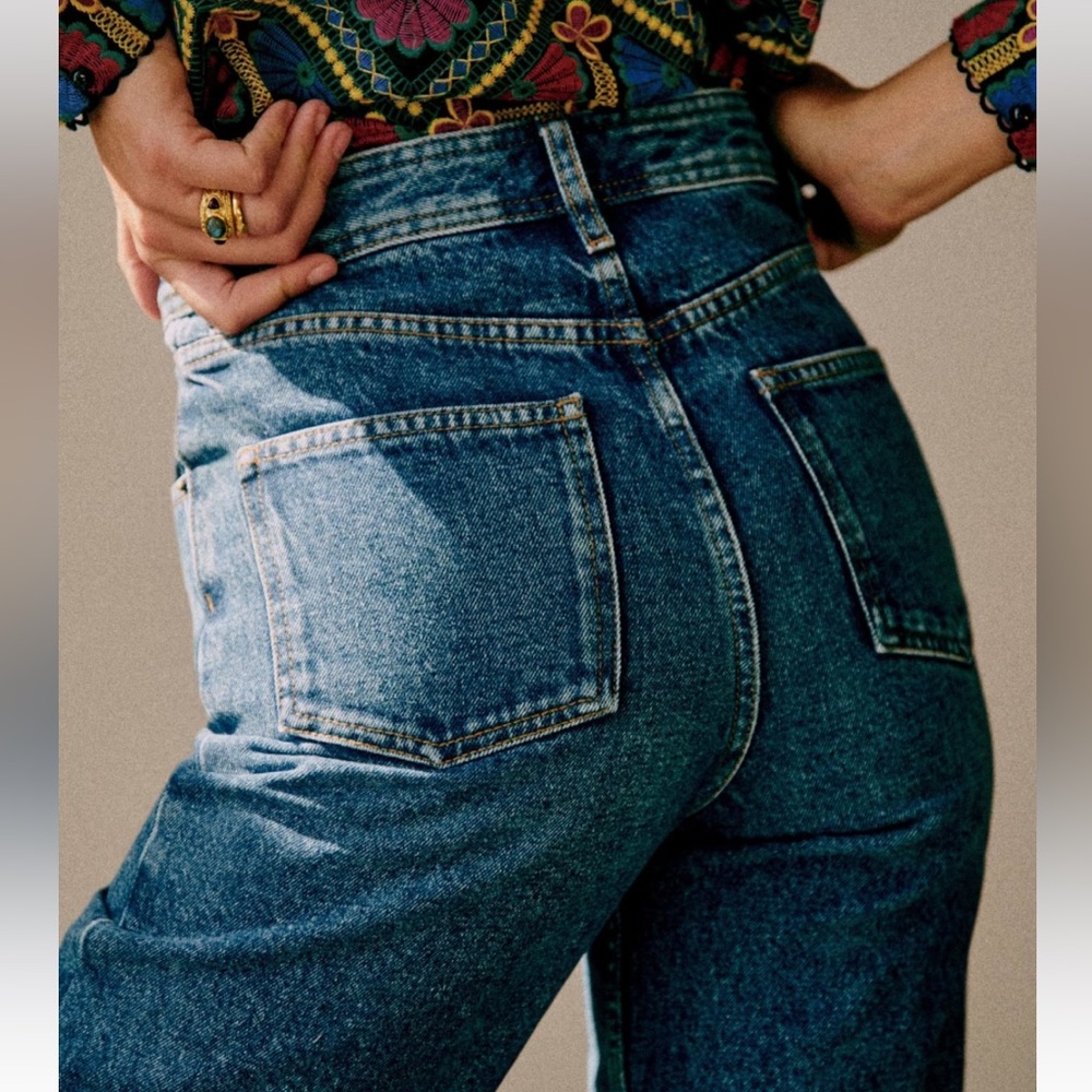NWT Sézane Enzo Denim Trousers, size 2 / 34 FR / 24